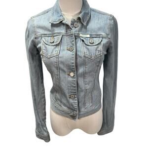 Vintage Y2K Hollister Company Denim Trucker Jacket Light wash Stretch Juniors Sm